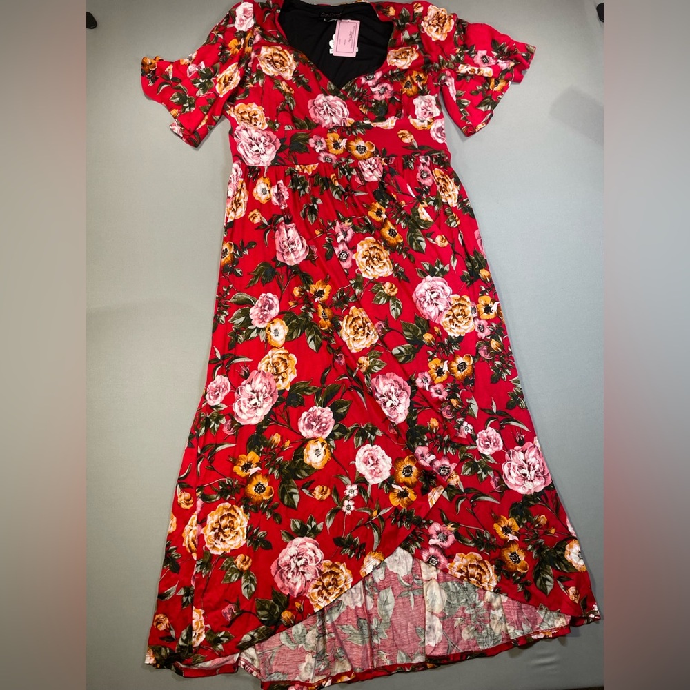 NWT Pinup Couture Katy Maxi Dress, Fitted Bust, Flutter Sleeve, Flowy Skirt - 2X - Picture 2 of 16